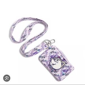 Vera Bradley Disney Beauty & the Beast Mrs. Potts Zip ID Wide Lanyard NWT